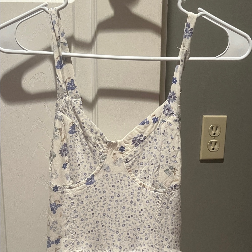 Floral White and Blue Women's Dress